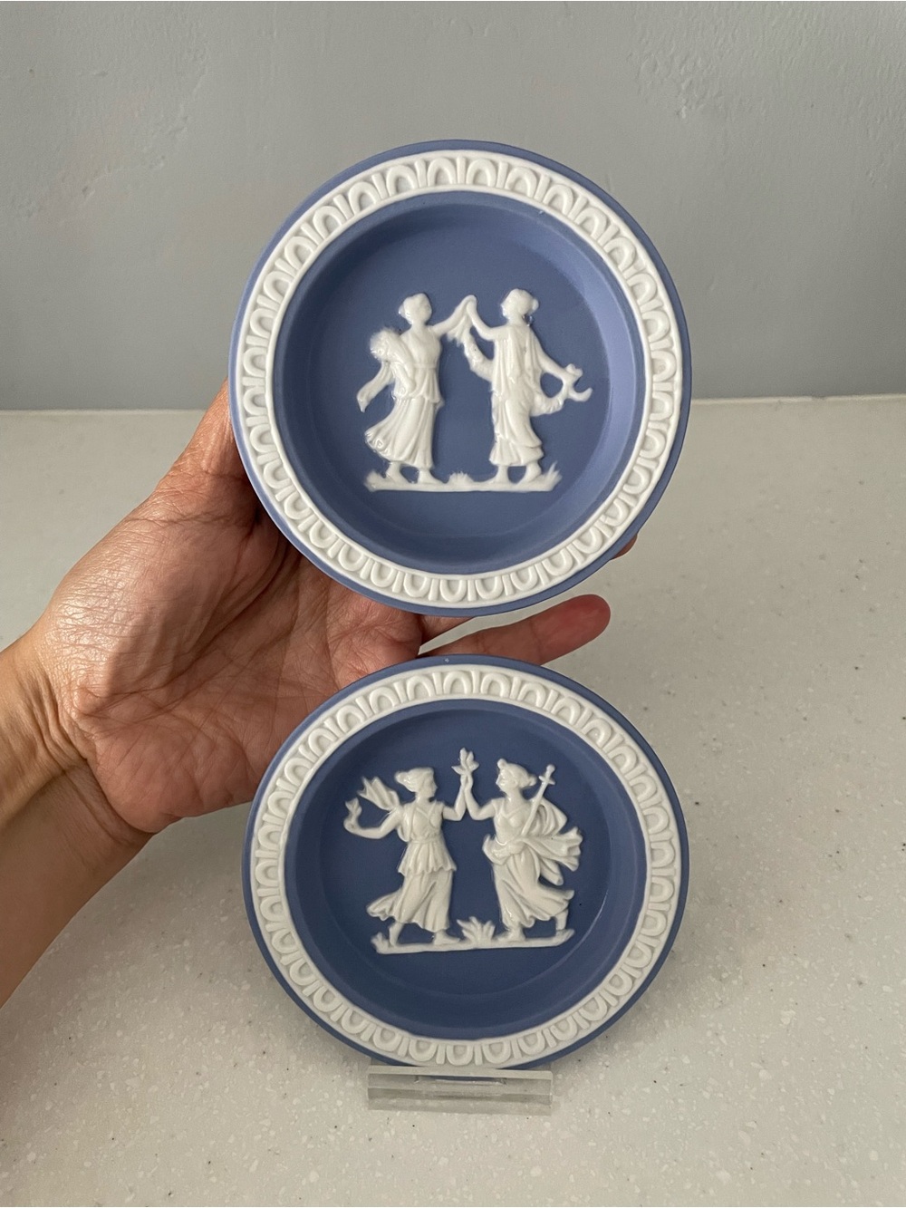 Wedgwood Jasperware Blue Mini Decorative Plates Set of Classical Relief England